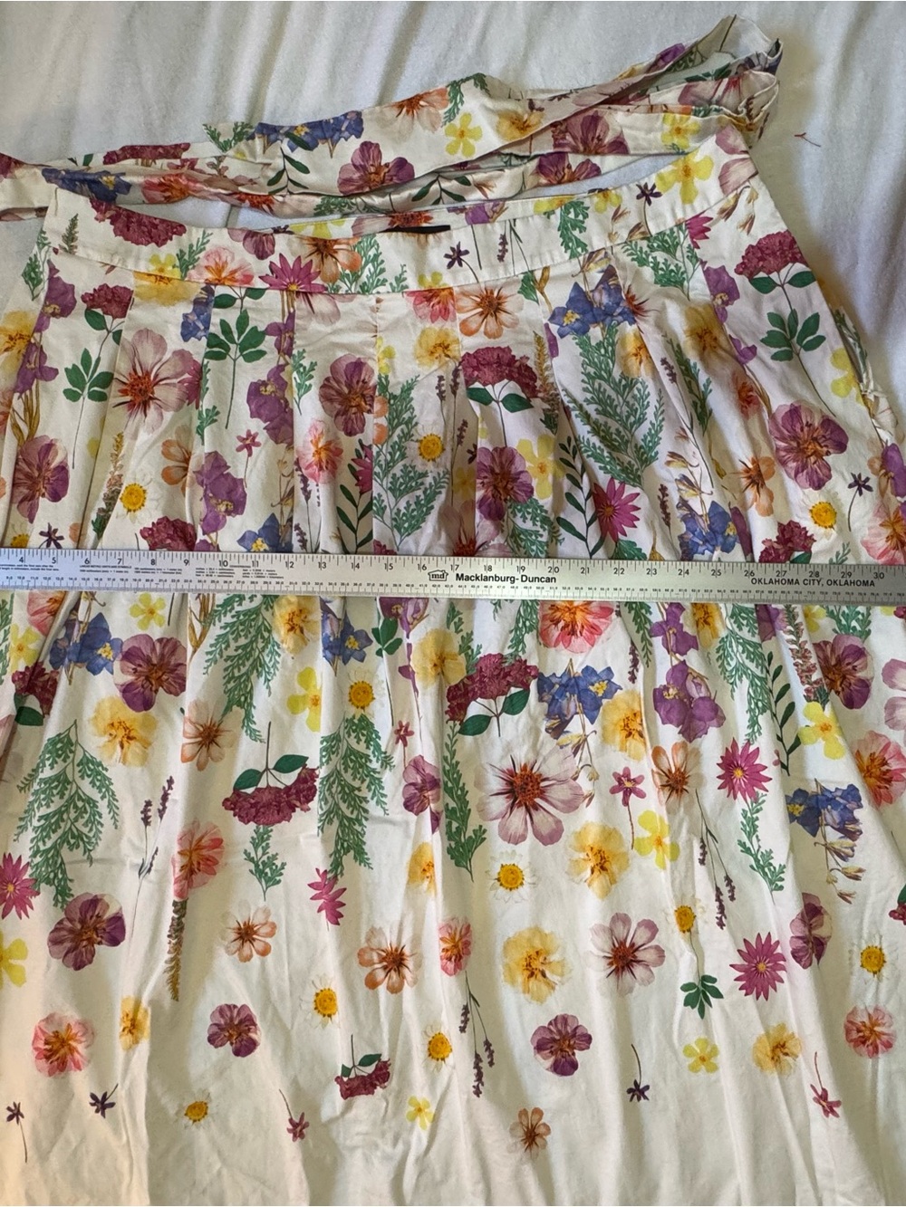 Talbots 22W Floral Full Midi Skirt Pleated Botanical Print Wrap Tie Waist - Picture 7 of 8